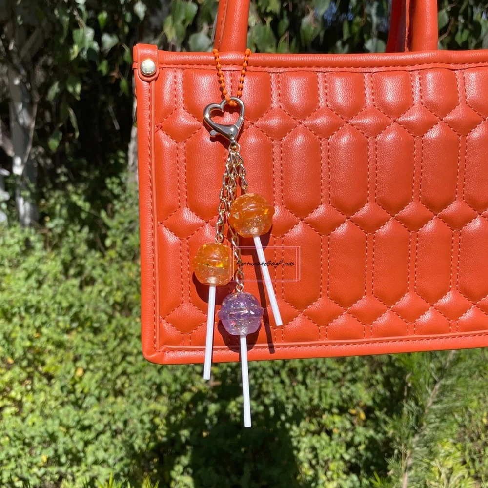 Halloween Cosmic Candy Cluster Lollipop Bag Charm Purse Charm Purple Orange